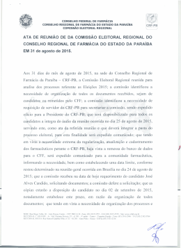 ATA DE REUNI&Atilde;O DE DA COMISS&Atilde;O ELEITORAL - CRF-PB