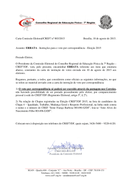 Carta Comissão Eleitoral/CREF7 nº 003/2015 Brasília, 18 de agosto