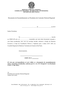 Documento de Encaminhamento ao Presidente da - CRMV-SP