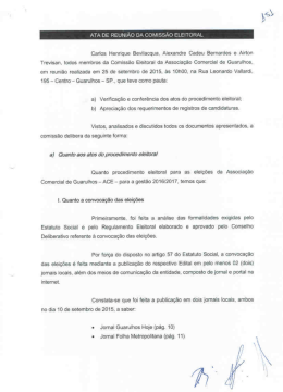 AT&Eacute;. DE REUNI&Atilde;O DA COMISS&Atilde;O ELEITORAL
