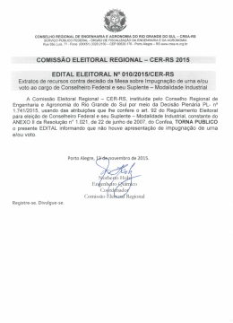 COMISSÃO ELEITORAL REGIONAL - CER-RS 2015 - Crea-RS