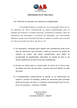 Comissão Eleitoral INSTRUÇÃO CE Nº 003/2015 Ref