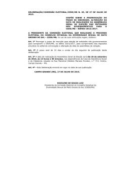 DELIBERAÇÃO/COMISSÃO ELEITORAL/CEDS/MS N. 03, DE 27