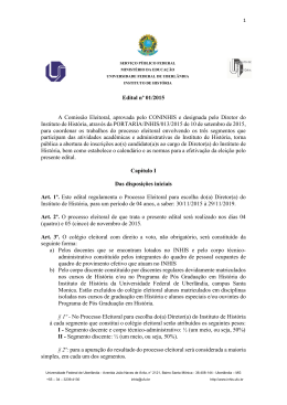 Edital n&ordm; 01/2015 A Comiss&atilde;o Eleitoral, aprovada pelo CONINHIS e