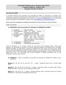 Segunda Circular aos S&oacute;cios - SBPC &ndash; Sociedade Brasileira para o