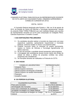 COMISS&Atilde;O ELEITORAL PARA ESCOLHA DA REPRESENTA&Ccedil;&Atilde;O