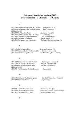 Unicamp - Vestibular Nacional 2012 Convocados em 7a. Chamada