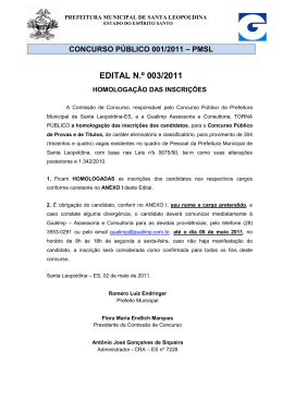 edital 003/2011 - homologa&ccedil;&atilde;o das inscri&ccedil;&otilde;es