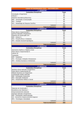CURSO DE ENGENHARIA CIVIL &oelig; BACHARELADO 1&ordm;