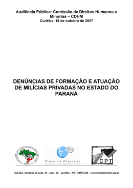 Den&uacute;ncias Mil&iacute;cias Privadas no Paran&aacute;