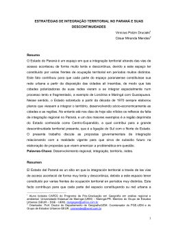 Estrat&eacute;gia de Integra&ccedil;&atilde;o Territorial no Paran&aacute; e suas