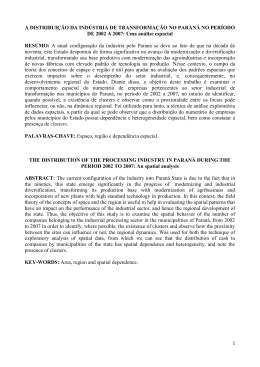 A DISTRIBUI&Ccedil;&Atilde;O DA IND&Uacute;STRIA DE TRANSFORMA&Ccedil;&Atilde;O