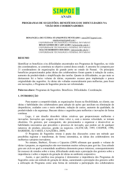 PROGRAMAS DE SUGEST&Otilde;ES: BENEF&Iacute;CIOS E/OU