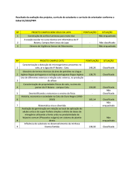 Resultado da avalia&ccedil;&atilde;o dos projetos, curr&iacute;culo do estudante e