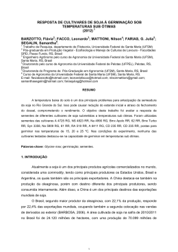 RESPOSTA DE CULTIVARES DE SOJA &Agrave; GERMINA&Ccedil;&Atilde;O