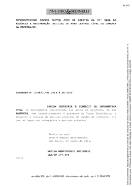 Quadro de Credores apresentado pela FALIDA