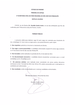 Edital teste seletivo Assessor Comissionado