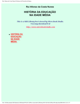 Rui Afonso da Costa Nunes Professor de Filosofia da Educa&ccedil;