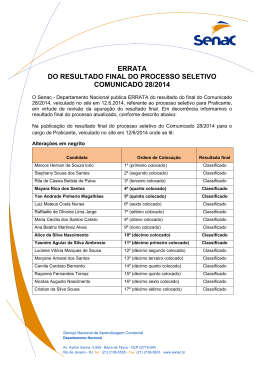 ERRATA DO RESULTADO FINAL DO PROCESSO
