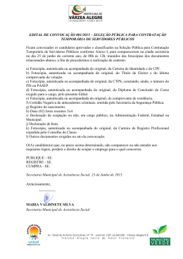 EDITAL DE CONVOCAÇÃO 001/2015
