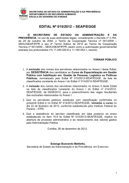 Edital Nº 015/2012-SEAP/EGGE - Escola de Governo
