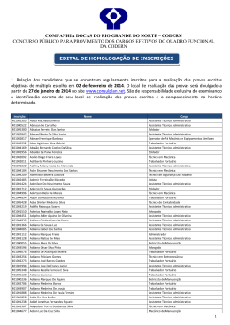 EDITAL HOMOLOGAÇÃO DE INSCRIÇÃO
