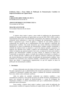 1 Evid&ecirc;ncias Sobre o Prazo M&eacute;dio de Publica&ccedil;&atilde;o de