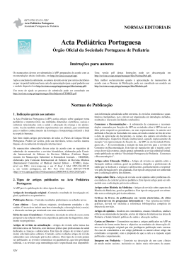 Acta Pediátrica Portuguesa - Sociedade Portuguesa de Pediatria