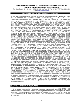 Convenção Coletiva de Trabalho dos Financiários 2009/2010