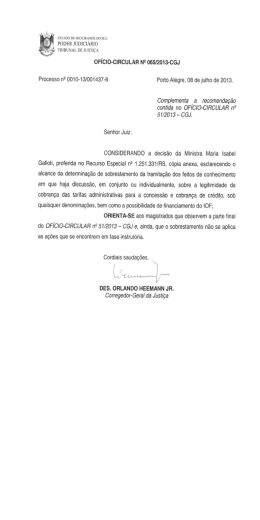 Orientação referente a processos de cobrança de tarifas