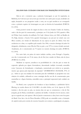 DIA DOS PAIS: CUIDADO COM BASE EM TRADI&Ccedil;&Otilde;ES