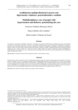 acolhimento multiprofissional &agrave; pessoa com hipertens&atilde;o e