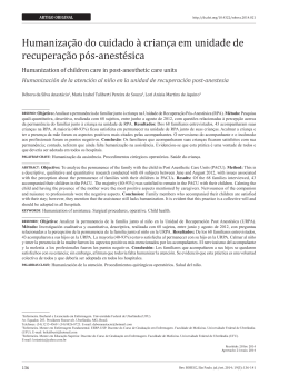 Humaniza&ccedil;&atilde;o do cuidado &agrave; crian&ccedil;a em unidade