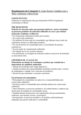 Regulamento da Categoria 1: Ação Social: Cuidado com