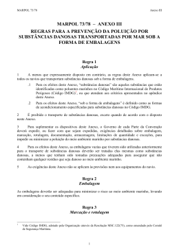 MARPOL 73/78 &ndash; ANEXO III REGRAS PARA A PREVEN&Ccedil;&Atilde;O DA