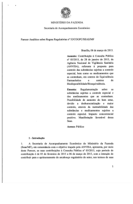 Parecer Anal&iacute;tico sobre Regras Regulat&oacute;rias n&ordm; 52/COGPC/SEAE/MF
