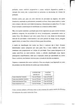 produção, custos variáveis progressivos e custos variáveis