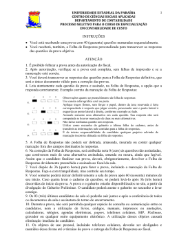 QUESTÕES DA PROVA PARA ESPECIALIZAÇÃO
