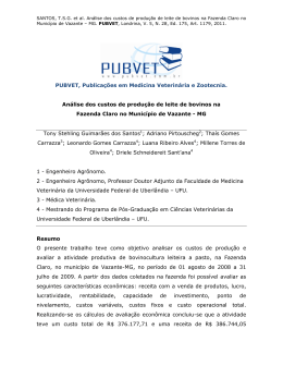 An&aacute;lise dos custos de produ&ccedil;&atilde;o de leite de bovinos na