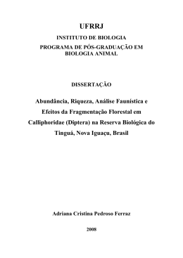 Abund&acirc;ncia, Riqueza, An&aacute;lise Faun&iacute;stica e Efeitos da
