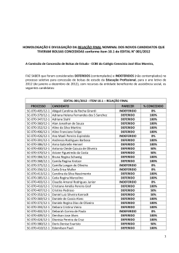 HOMOLOGA&Ccedil;&Atilde;O E DIVULGA&Ccedil;&Atilde;O DA RELA&Ccedil;&Atilde;O FINAL NOMINAL