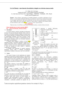Lei de Hooke e movimento harm&ocirc;nico simples no sistema