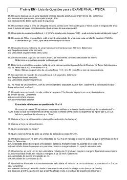 1&ordf; s&eacute;rie EM - Lista de Quest&otilde;es para a EXAME FINAL