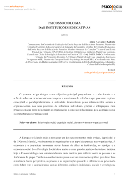 PSICOSSOCIOLOGIA DAS INSTITUI&Ccedil;&Otilde;ES EDUCATIVAS
