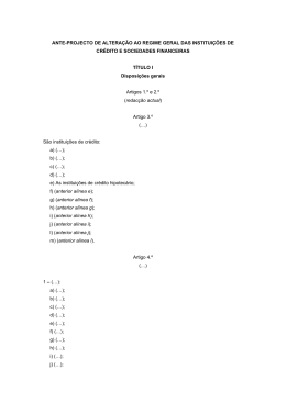 ANTE-PROJECTO DE ALTERA&Ccedil;&Atilde;O AO REGIME GERAL