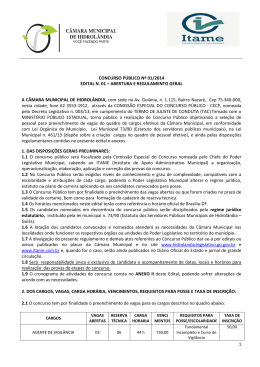 1 CONCURSO P&Uacute;BLICO N&ordm; 01/2014 EDITAL N. 01 &ndash; ABERTURA E