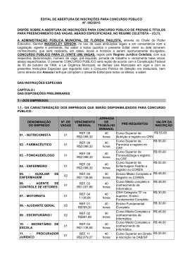 EDITAL DE ABERTURA DE INSCRI&Ccedil;&Otilde;ES PARA CONCURSO