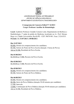 Cronograma do Concurso Edital Nº 16/2013 Cargo: Professor