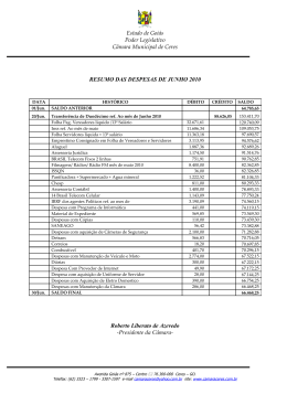 Resumo das Despesas do Mês de Junho de 2010