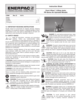 Instruction Sheet Pow`r-Riser ® Lifting Jacks PR Series Air